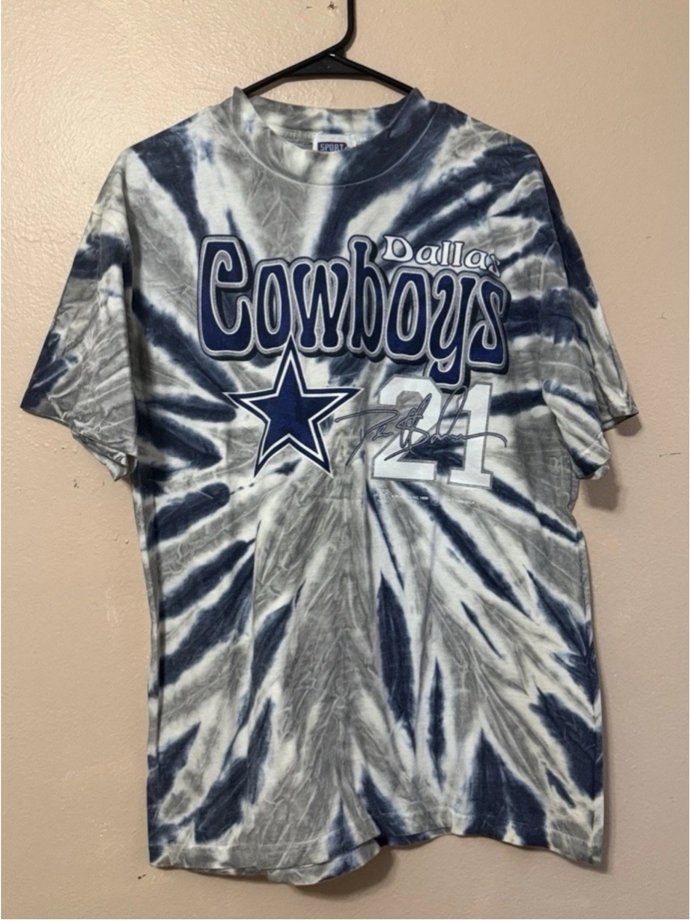 Vintage 1999 Dallas Cowboys Deion Sanders 21 Tie Dye Shirt NFL Players Inc XL